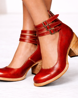 Front view of women's ankle boots showing structured toe and zip fastening