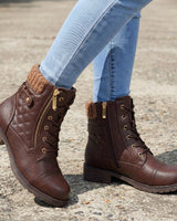 Heeled Ankle Boots with Leather Upper and Side Zip