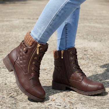 Heeled Ankle Boots with Leather Upper and Side Zip