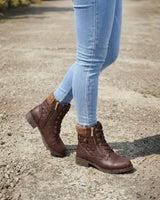 Heeled Ankle Boots with Leather Upper and Side Zip