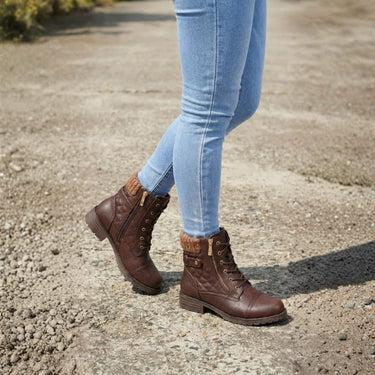 Heeled Ankle Boots with Leather Upper and Side Zip