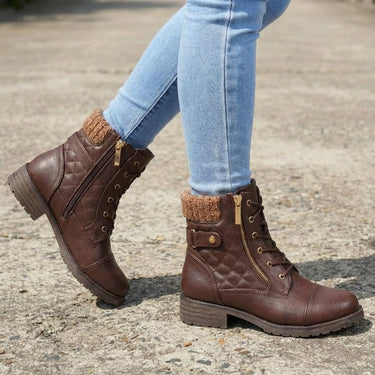 Heeled Ankle Boots with Leather Upper and Side Zip