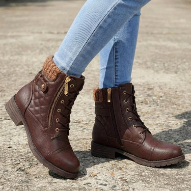 Heeled Ankle Boots with Leather Upper and Side Zip
