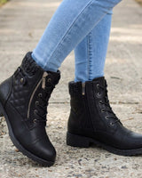 Heeled Ankle Boots with Leather Upper and Side Zip