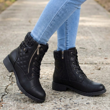 Heeled Ankle Boots with Leather Upper and Side Zip