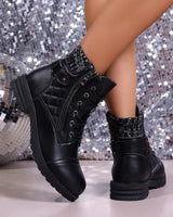 Heeled Ankle Boots with Leather Upper and Side Zip