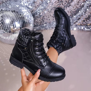 Heeled Ankle Boots with Leather Upper and Side Zip