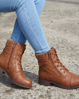 Top-down view of ankle boot showing toe shape and upper