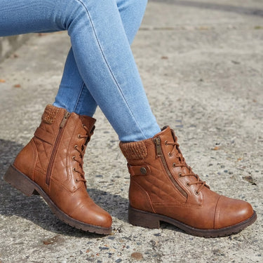 Top-down view of ankle boot showing toe shape and upper