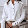 High-Collar Button-Down Shirt with Long Sleeves