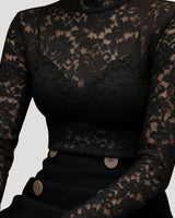 High Neck Long Sleeve Lace Top