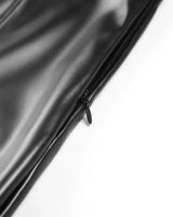 High-Rise Flared Trousers with Front Slits in Coated Faux Material