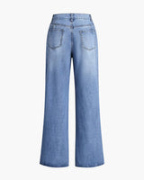 High-Rise Wide-Leg Denim Jeans with Front Seam