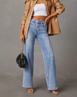 High-Rise Wide-Leg Denim Jeans with Front Seam