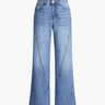 High-Rise Wide-Leg Denim Jeans with Front Seam