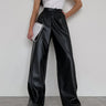 High-Rise Wide-Leg Trousers in Coated Faux Material