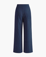 High Waist Pinstripe Wide Leg Trousers