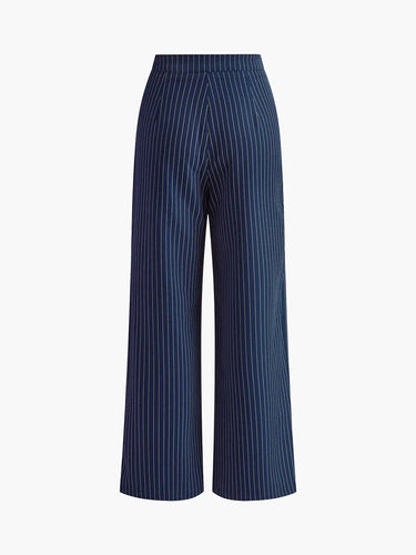 High Waist Pinstripe Wide Leg Trousers