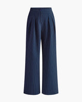 High Waist Pinstripe Wide Leg Trousers