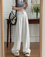 High Waist Pleated Wide Leg Trousers