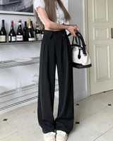 High Waist Pleated Wide Leg Trousers