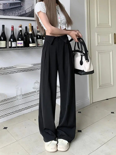 High Waist Pleated Wide Leg Trousers