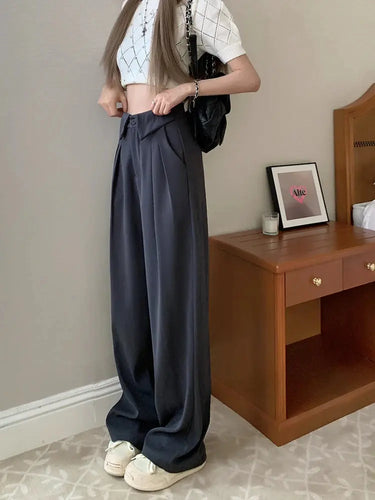 High Waist Pleated Wide Leg Trousers