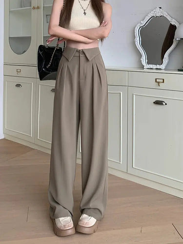 High Waist Pleated Wide Leg Trousers