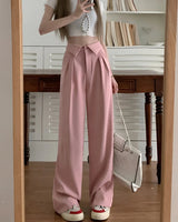 High Waist Pleated Wide Leg Trousers
