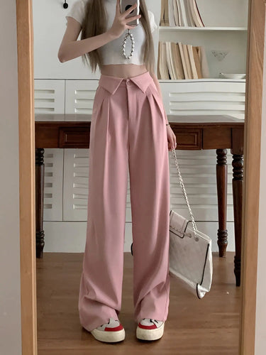 High Waist Pleated Wide Leg Trousers