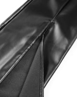 High Waisted Coated Flared Trousers with Front Slit