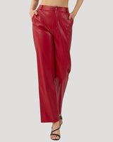 High Waisted Coated Wide Leg Trousers