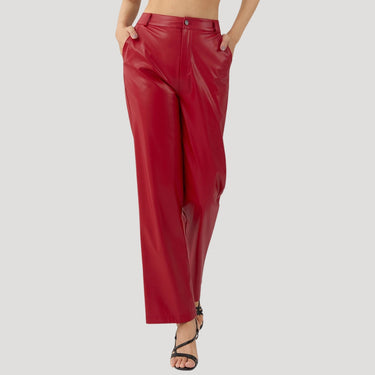 High Waisted Coated Wide Leg Trousers
