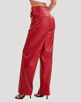 High Waisted Coated Wide Leg Trousers