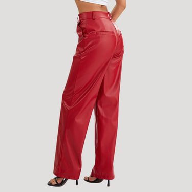 High Waisted Coated Wide Leg Trousers
