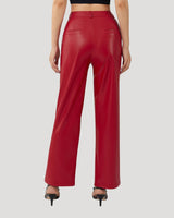 High Waisted Coated Wide Leg Trousers