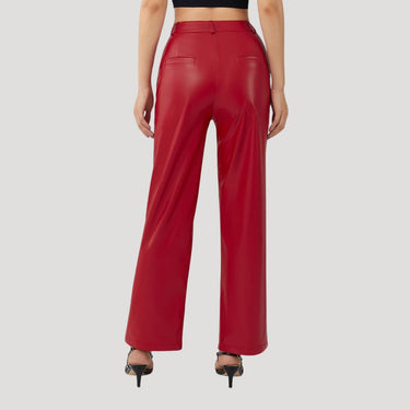 High Waisted Coated Wide Leg Trousers