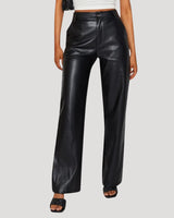 High Waisted Coated Wide Leg Trousers