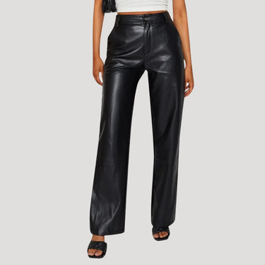 High Waisted Coated Wide Leg Trousers