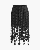 High Waisted Laser Cut Midi Skirt with Circular Cutouts