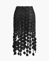 High Waisted Laser Cut Midi Skirt with Circular Cutouts