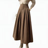 High Waisted Pleated Maxi Skirt with A-Line Silhouette