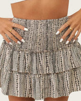 High Waisted Ruffle Mini Skirt with Smocked Waist