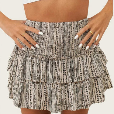 High Waisted Ruffle Mini Skirt with Smocked Waist