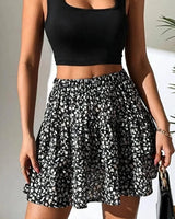 High Waisted Ruffle Mini Skirt with Smocked Waist