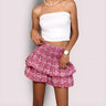 High Waisted Ruffle Mini Skirt with Smocked Waist