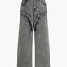 High Waisted Wide Leg Jeans with V Front Pockets