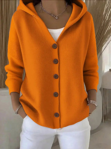 Back view of the hooded knit cardigan