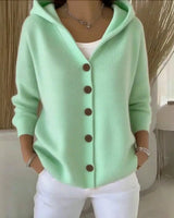Full-length view of the relaxed-fit hooded cardigan