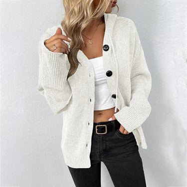 Detail shot of the ribbed cuffs on the hooded knit cardigan